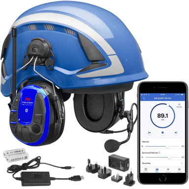 3M Peltor WS Alert XPI Hörselskyddspaket blå skyddshjälm, mobilapp & laddpaket