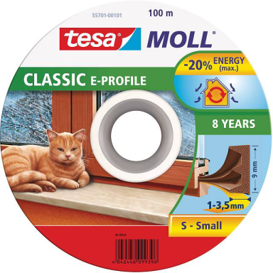 Tesa E-list 55701-00101-00 Tætningsliste EPDM, 100 m, 9 mm x 4 mm
