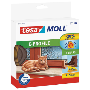 Tesa E-list 05464-00101-00 Tætningsliste EPDM, 25 m, 9 mm x 4 mm