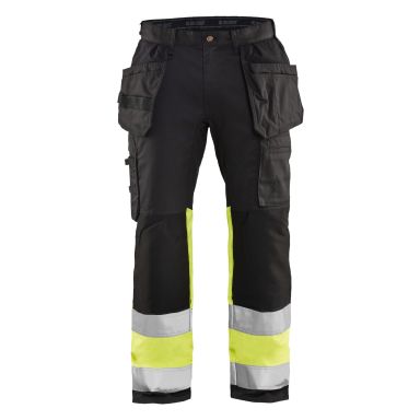 Blåkläder 155818119933D104 Synlighetsbukse med stretch, svart/varselgul