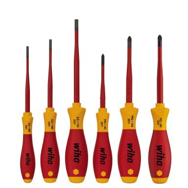 Wiha SoftFinish Electric slimFix Skruvmejselsats 6 delar, spår/PH/PZ/PlusMinus