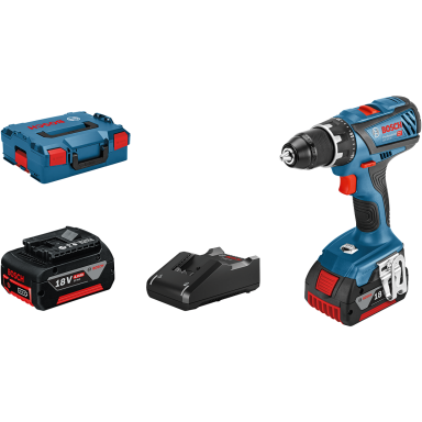 Bosch GSR 18V-28 Bore-/skruemaskine med 4,0 Ah batterier og hurtigoplader