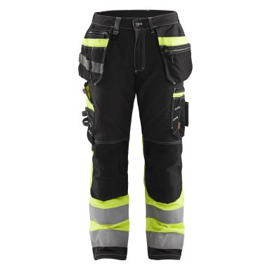 Blåkläder 179413709933C54 Benklæder med refleks med stretch, sort/høj synlighed gul