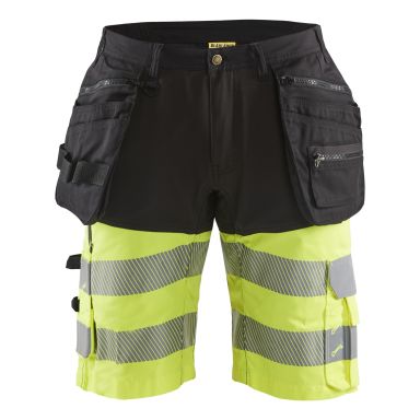 Blåkläder 159618119933C46 Hi-vis shorts med stretch, sort/høj synlighed gul
