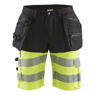 Blåkläder 159618119933C50 Hi-vis shorts med stretch, sort/høj synlighed gul