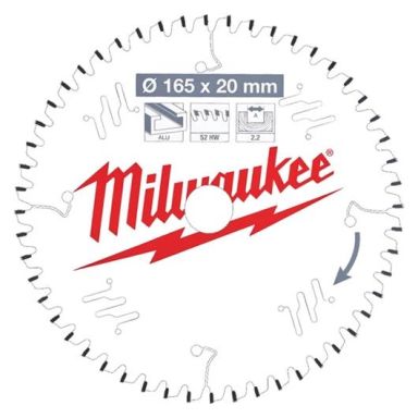 Milwaukee CSB P Alu Sagklinge 165x2,2x20 mm, 52T