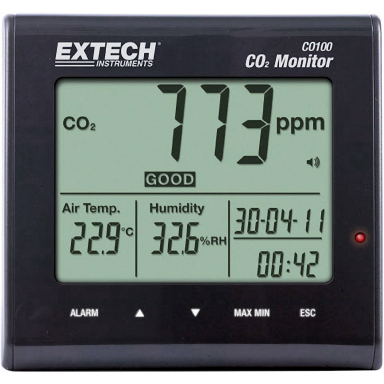 Extech CO100 Kuldioxidmålere fra 0 til 9,999 sider
