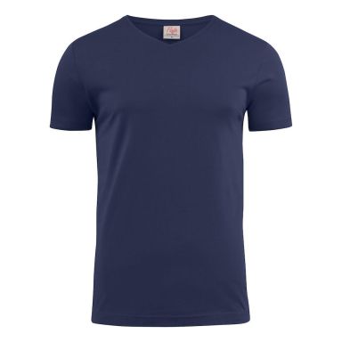 Printer Heavy V-neck T-shirt Marinblå