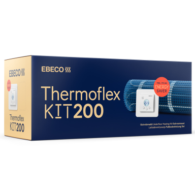 Ebeco Thermoflex Kit 200 Värmekabelmatta med självhäftande värmekabelmatta och termostat, 120 W/m²