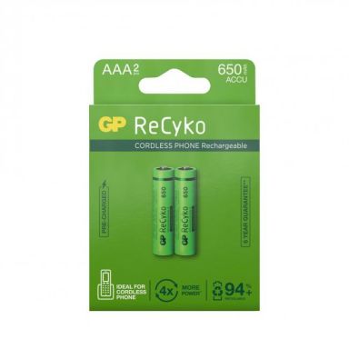 GP Batteries ReCyko 650 Batteri laddningsbart, AAA, 2-pack