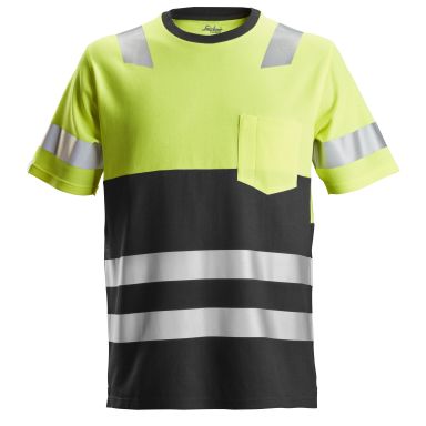 Snickers Workwear 2534 AllroundWork T-paita huomioväri, keltainen/musta