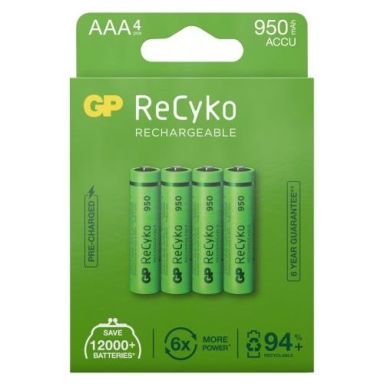 GP Batteries ReCyko 950 Batteri genopladelig, AAA, pakke med 4 stk