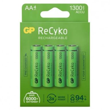 GP Batteries ReCyko 1300 Batteri genopladelig, AA, pakke med 4 stk