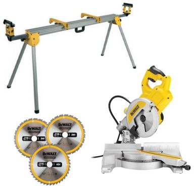 Dewalt DWS777SE Kapsav og geringssav med savbænk