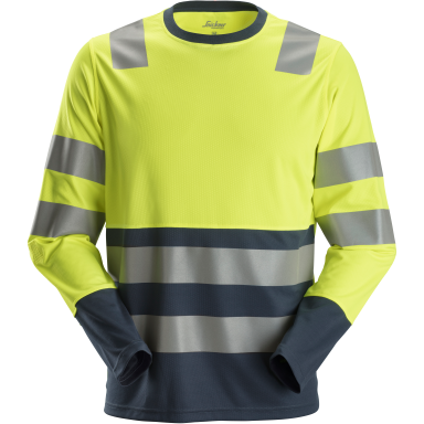 Snickers Workwear 2433 T-skjorte varsel, gul/marineblå