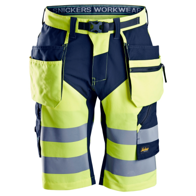 Snickers 6933 FlexiWork Arbetsshorts varsel, gul/marinblå