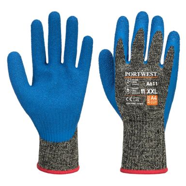 Portwest Aramid HR Cut Hanske svart/blå, lateks