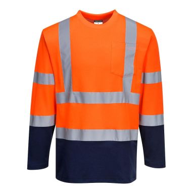 Portwest S280 T-paita pitkähihainen, huomiokeltainen/laivastonsininen