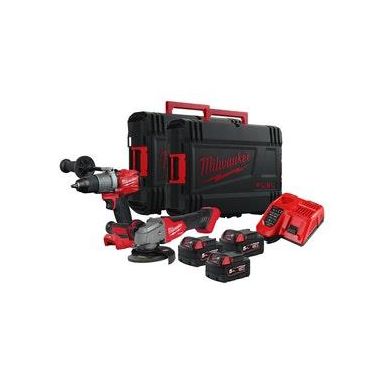 Milwaukee M18 FPP2Y2-503X Verktygspaket slagborrmaskin, vinkelslip, batterier