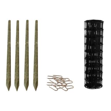 Hortus 900-040 Villastängselset svart, med trästolpar