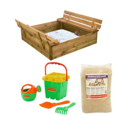 Nordic Play 805-745 Sandlåda med bänk, lock, sand och strandset