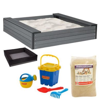 Nordic Play 805-736 Sandlåda med sits, nät, 240 kg sand och strandset