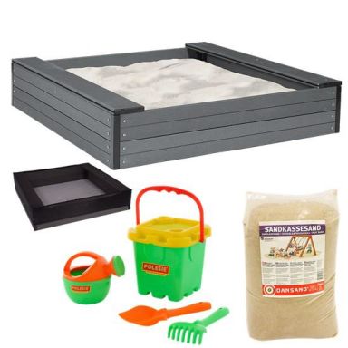 Nordic Play 805-737 Sandlåda med sits, nät, 240 kg sand och strandset