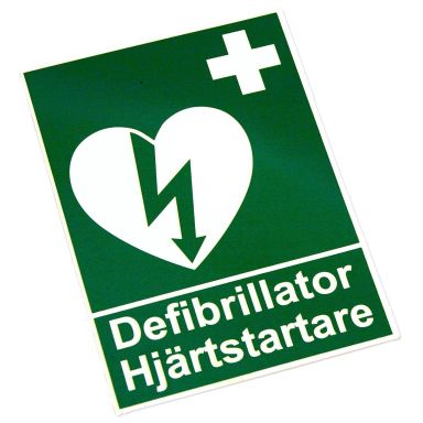 Första hjälpencentrum 4002 Skilt til defibrillator, dobbeltpresset