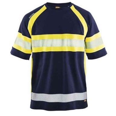 Blåkläder 333710518933M T-shirt marinblå/varselgul, UV-skyddad