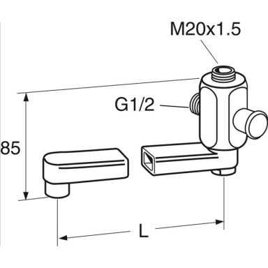 Gustavsberg GB41635270 Udløbstud Drejelig, M20x1,5 x G15