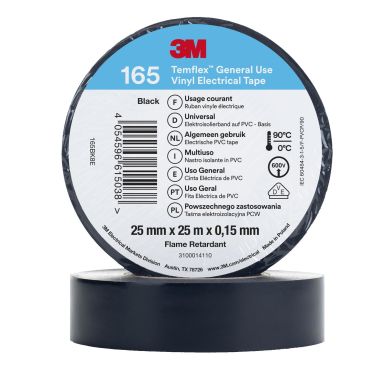 3M Temflex 165 Eltape 25m x 25mm, svart