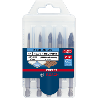 Bosch Expert HEX-9 Hardceramic Fliseboresæt 5 dele. 4-10 mm