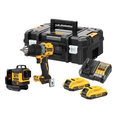 Dewalt DCK2095D2T-QW Laser-sæt med kombiboremaskine og kryds-/linjelaser