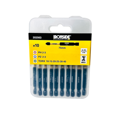 Ironside 202563 Kraftbitsæt 10 dele, 75 mm