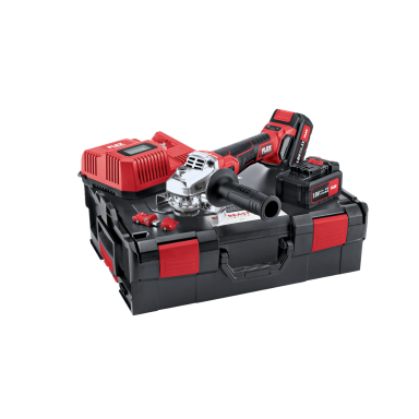 Flex LBE125 18.0-EC 5.0/SET Vinkelsliper med 2 stk. 5,0 Ah-batterier, lader