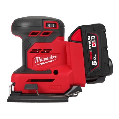Milwaukee M18 BQSS-502B Orbital slibemaskine med batteri og oplader