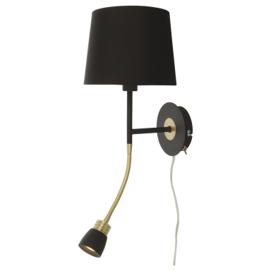 Aneta Lighting Eketorp 10758-15-25 Seinävalaisin musta/messinki, E14/LED