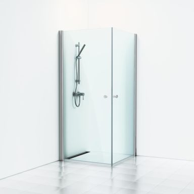 Svedbergs Skoga Dusjhjørne rett, aluminium/klart glass