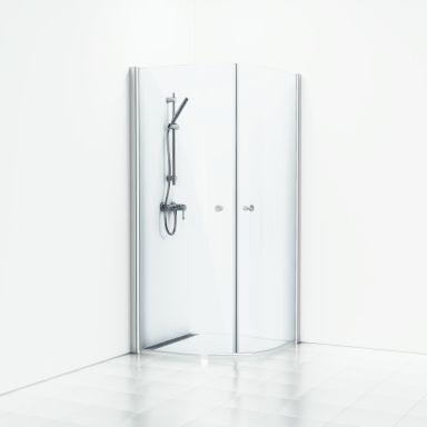 Svedbergs Skoga Duschhörna halvrund, aluminium/klarglas