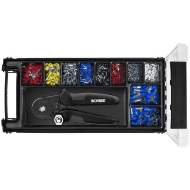 Ironside 103066 Pääteholkin puristinsarja puristuspihdit ja 850 kpl päätyholkkeja