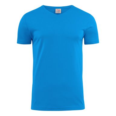 Printer Heavy V-neck T-shirt Oceanblå