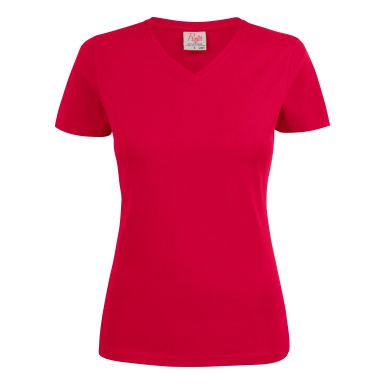 Printer Heavy V-neck Lady T-skjorte Rød
