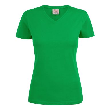 Printer Heavy V-neck Lady T-skjorte Grønn
