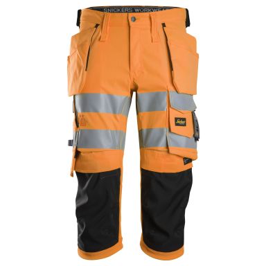 Snickers Workwear 6138 Piratbukser varsel, orange/sort