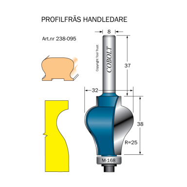 Cobolt 238-095 Profilfræser D=32 L=38 R=25