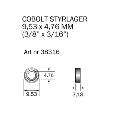 Cobolt 38316 Kugleleje 9,53 x 4,76 mm