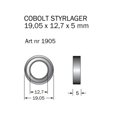 Cobolt 1905 Kugleleje 19,05 x 12,7 x 5 mm