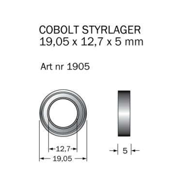 Cobolt 1905 Kullager 19,05 x 12,7 x 5 mm