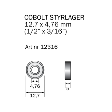 Cobolt 12316 Kugleleje 12,7 x 4,76 mm