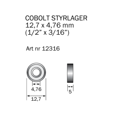 Cobolt 12316 Kulelager 12,7 x 4,76 mm